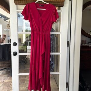 Leslie Fay Red Flutter Sleeve V-Neck dress size 6